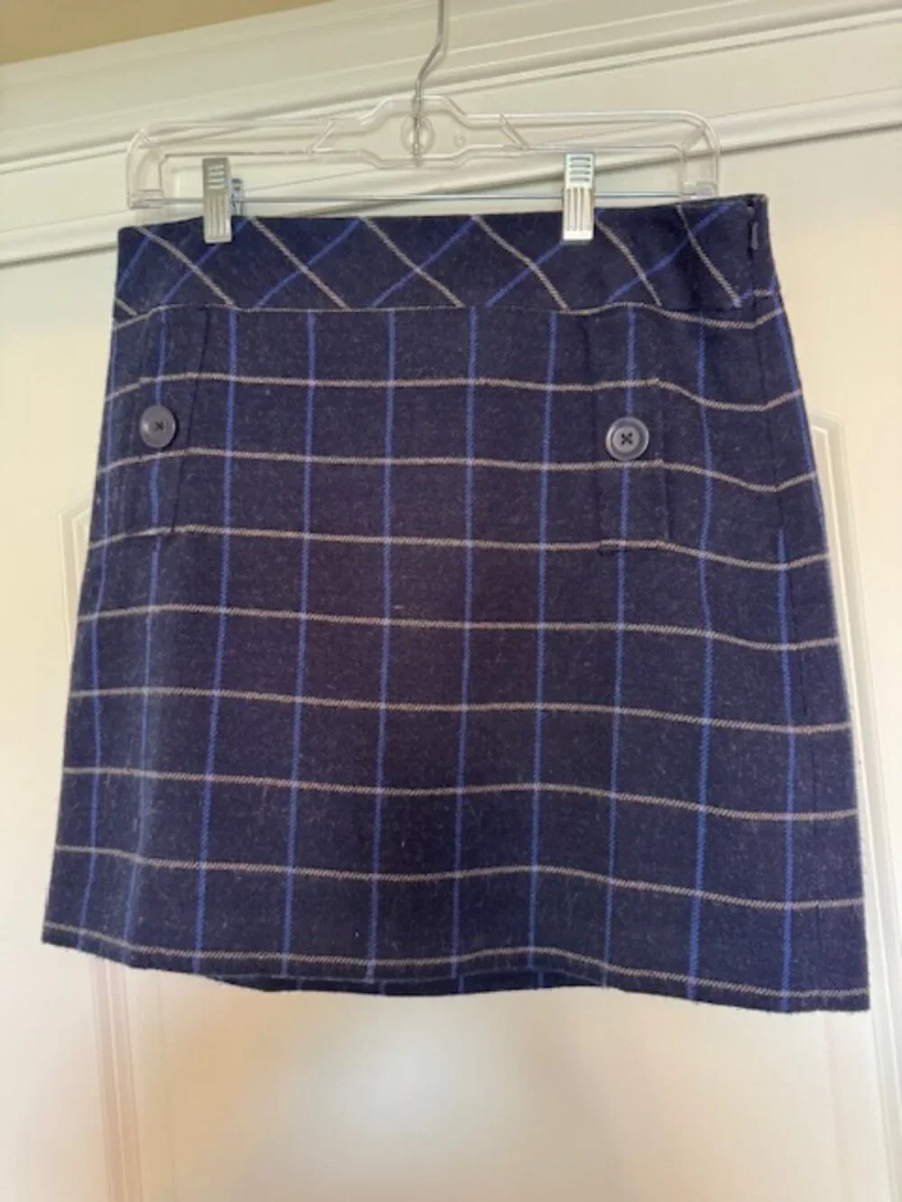 Ann Taylor LOFT Navy Plaid Skirt - Picture 2 of 3